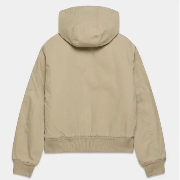 Aritzia TNA Cozy Canvas Zip Hoodie Jacket Coat Womens XL‎ Beige Tan Workwear - Picture 8 of 16